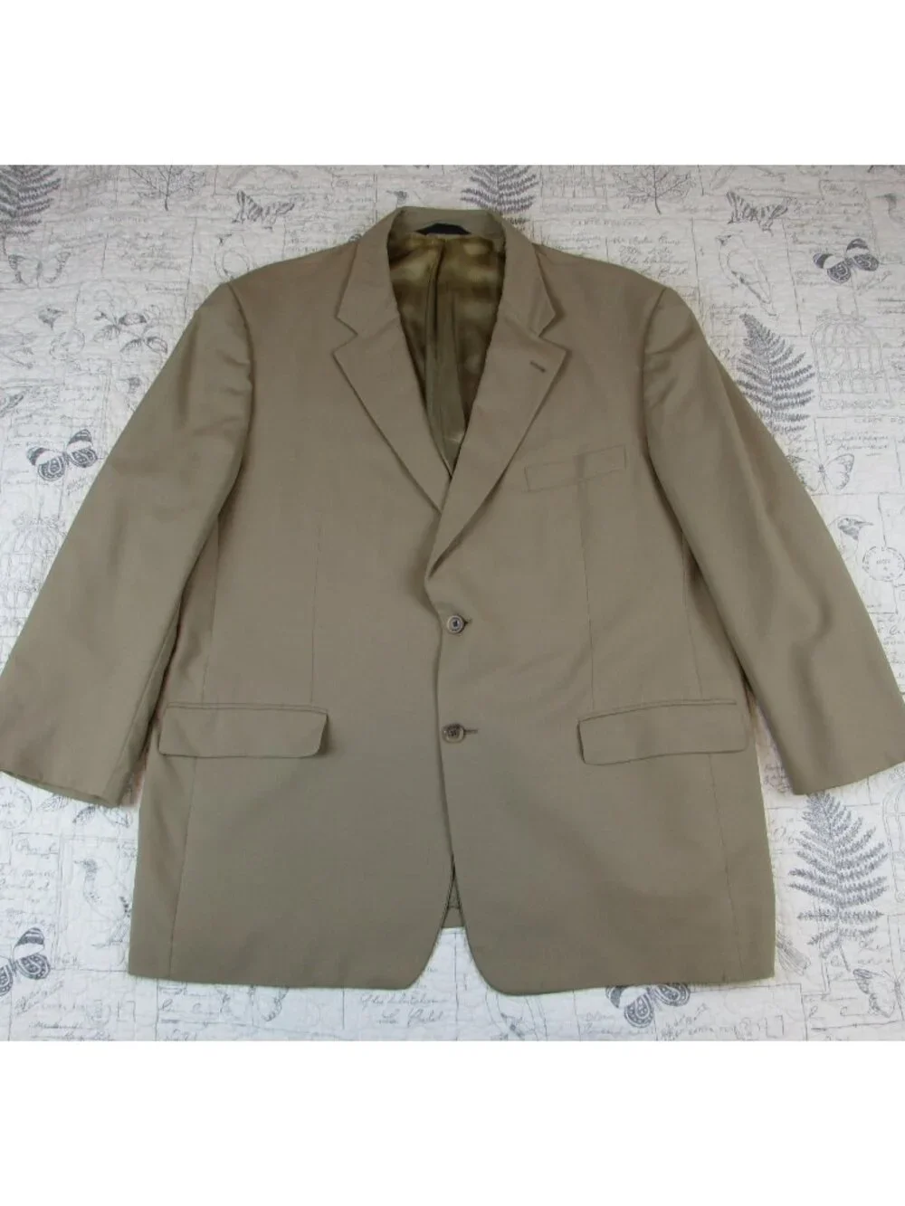 BURBERRY LONDON Beige 100% light weight Wool Mens Blazer Sport Coat Jacket 46 R